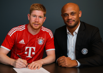 ANGEBOT AKZEPTIERT. WILLKOMMEN IN DEUTSCHLAND: Kelvin Debruyne, bester Mittelfeldspieler von Manchester City, unterschreibt als neuer Spieler einen 4-Jahres-Vertrag über 45 Millionen Euro beim FC Bayern München.
