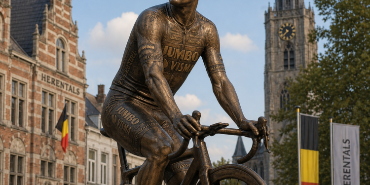 “‘HELD UIT EIGEN LAND VERHEUGD…?’ — Wout van Aert sprakeloos bij onthulling van adembenemend standbeeld ter ere van zijn nalatenschap in Herentals”