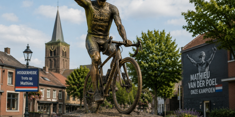 “‘EEN STANDBEELD VOOR EEN LEVENDE LEGENDE?’ — De geboorteplaats van Mathieu van der Poel overweegt naar verluidt een blijvend eerbetoon aan haar grootste wielerheld”
