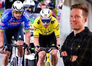 “‘NOG STEEDS DEZELFDE MATHIEU…’ — Mathieu van der Poels antwoord van twee woorden aan Wout van Aert verrukt wielerfans wereldwijd.”